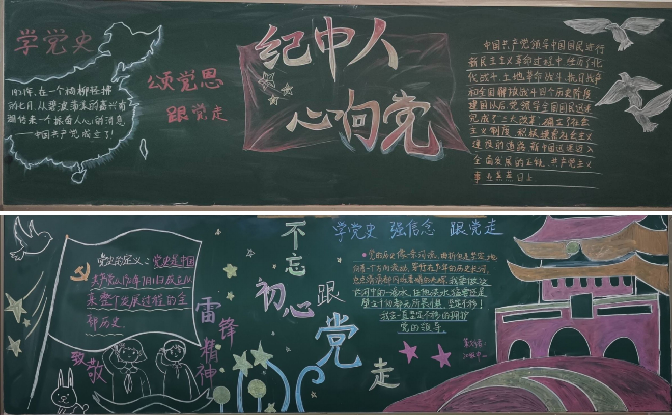 16日至17日烹饪食品学院各班"学党史,强信念,跟党走"主题班会宣传板报